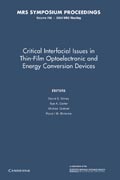 Critical Interfacial Issues in Thin-Film Optoelectronic and Energy Conversion Devices: Volume 796